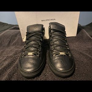 Balenciaga High-Top Calf Leather Sneakers Black